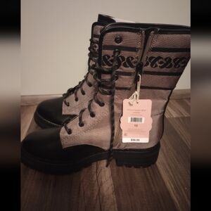 Stellah Black and Gray Moto Boots